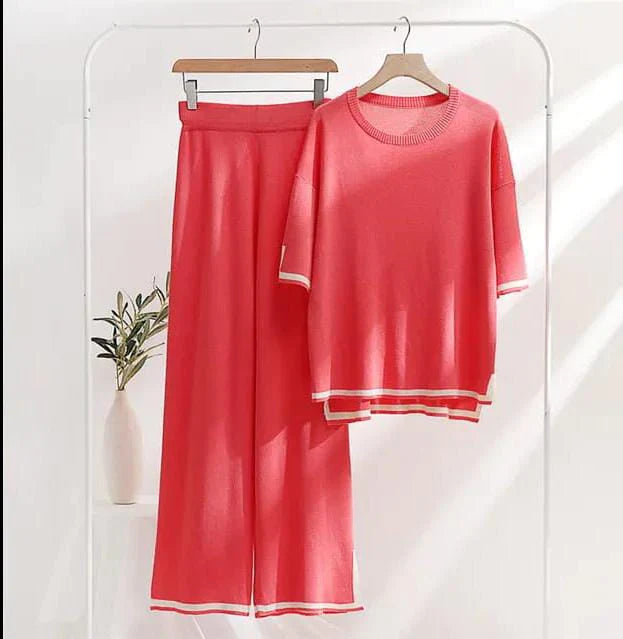 Slit Short Sleeve Plazzo PJ Set