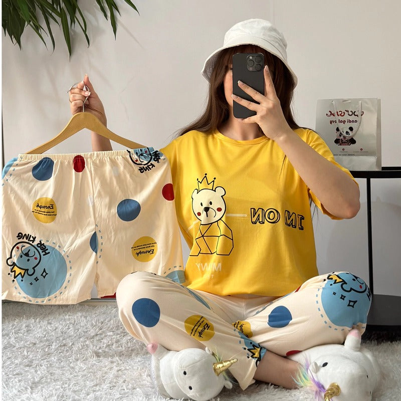 King Panda yellow 3 piece nightwear